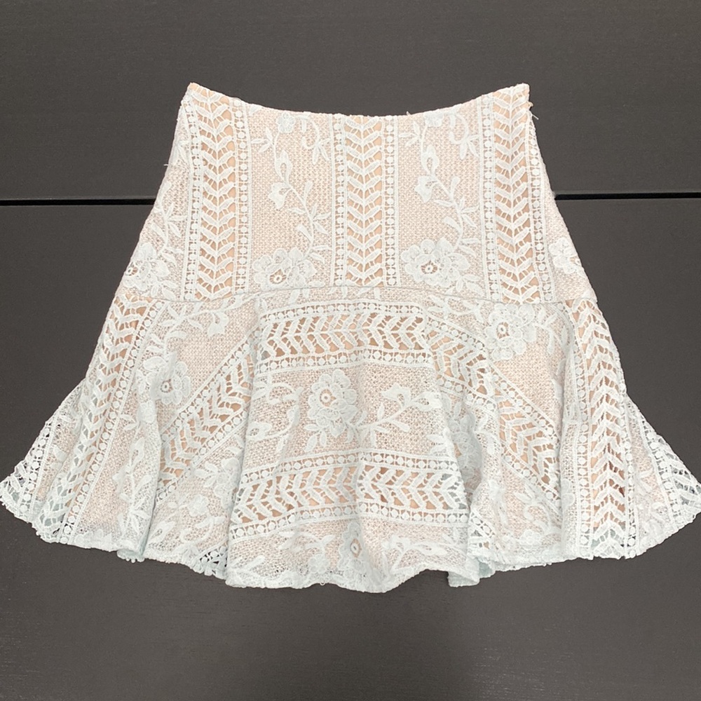 Baby Blue Lace Mini Skirt with Lining - Small - Picture 4 of 11